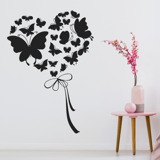 Sticker Mural - Cœur Papillons