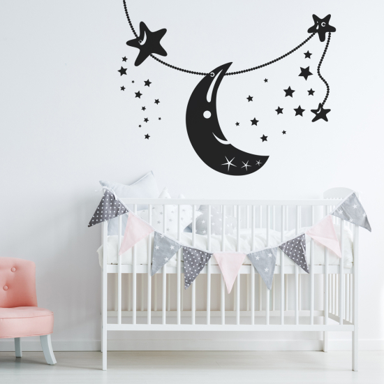 Sticker Mural - Etoiles Lune