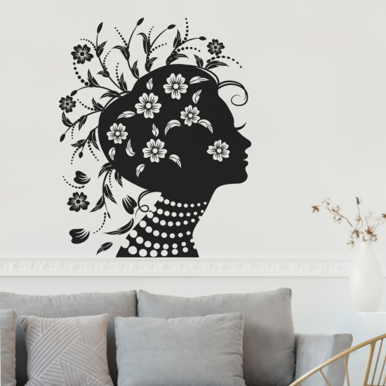 Sticker Mural - Femme Fleurs