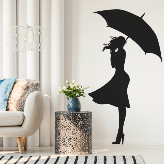 Sticker Mural - Femme Parapluie