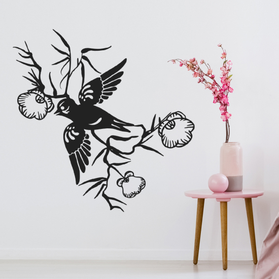 Sticker Mural - Fleurs Oiseau