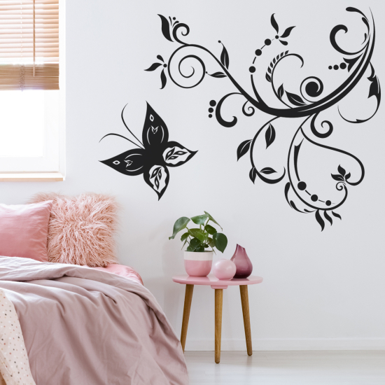 Sticker Mural - Fleurs Papillon