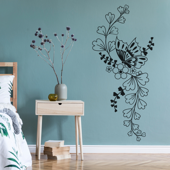 Sticker Mural - Fleurs Papillon