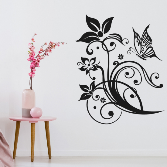 Sticker Mural - Fleurs Papillon