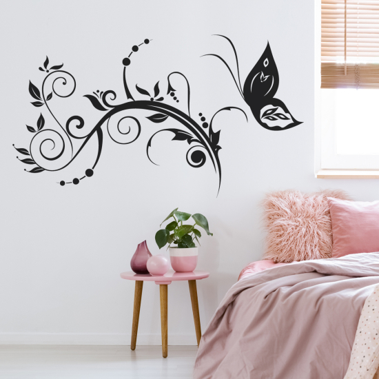 Sticker Mural - Fleurs Papillon