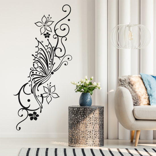 Sticker Mural - Fleurs Papillon