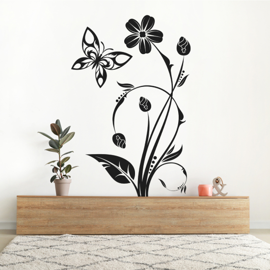 Sticker Mural - Fleurs Papillon