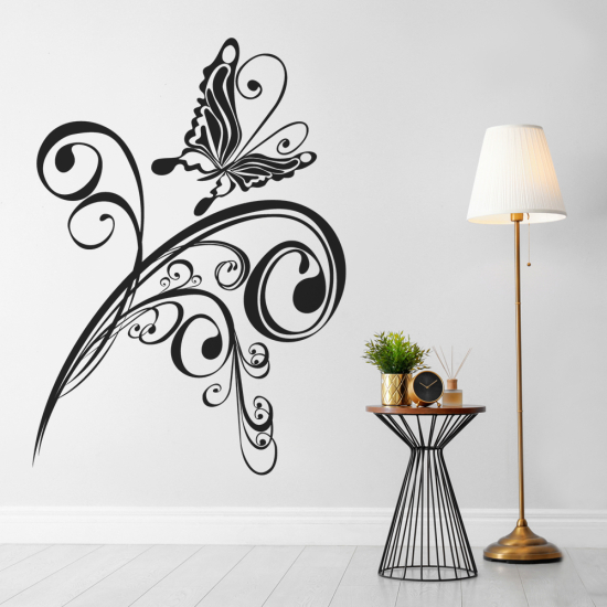 Sticker Mural - Fleurs Papillon