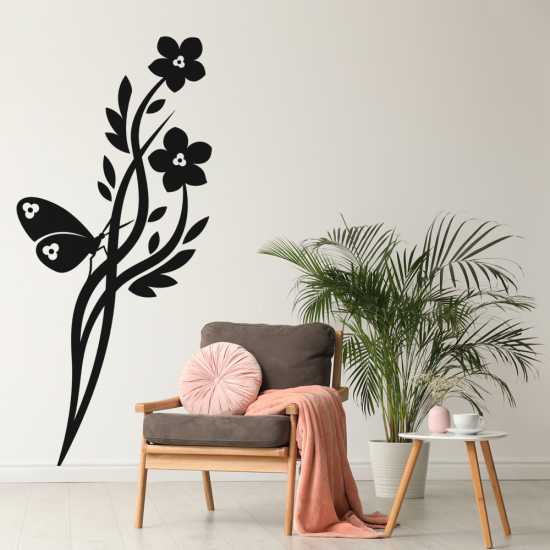 Sticker Mural - Fleurs Papillon