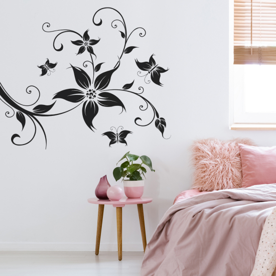 Sticker Mural - Fleurs Papillon