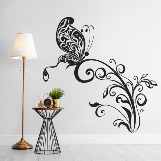 Sticker Mural - Fleurs Papillon