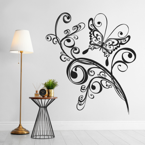 Sticker Mural - Fleurs Papillon