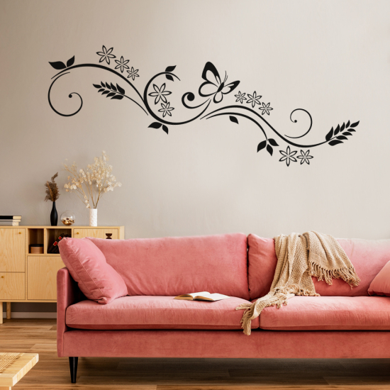 Sticker Mural - Fleurs Papillon