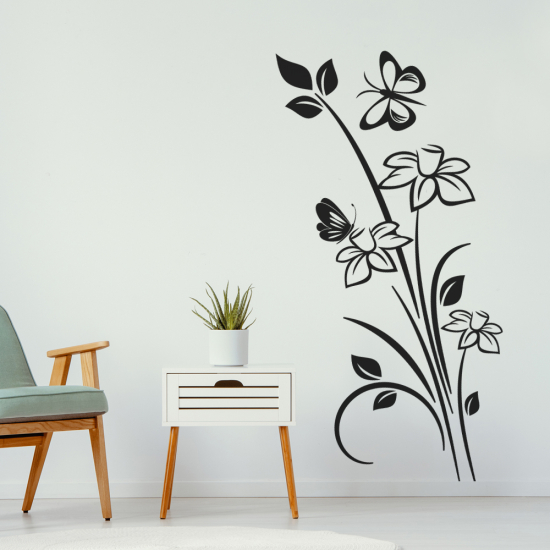 Sticker Mural - Fleurs Papillon