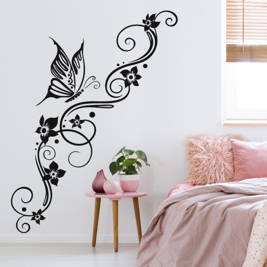 Sticker Mural - Fleurs Papillon