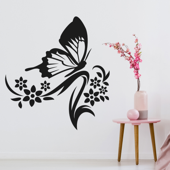 Sticker Mural - Fleurs Papillon