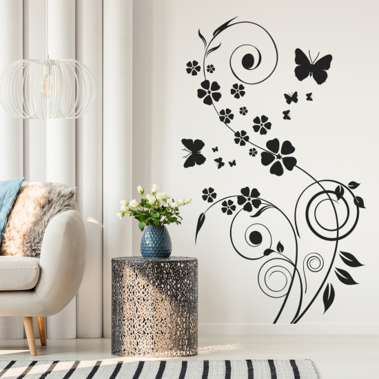 Sticker Mural - Fleurs Papillons