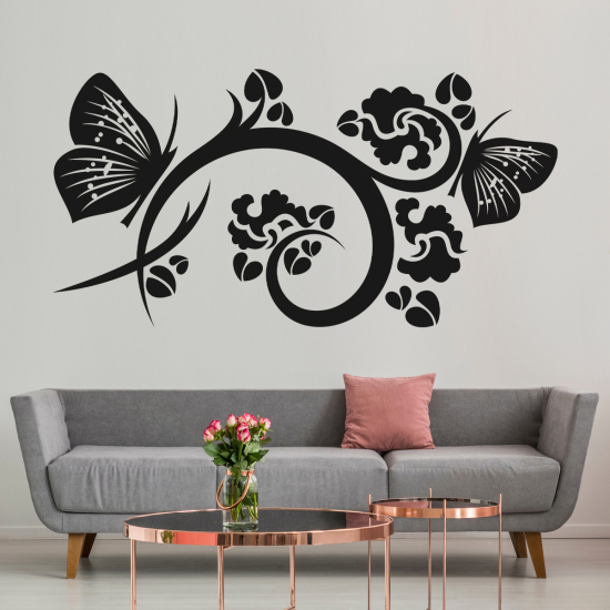 Sticker Mural - Fleurs Papillons