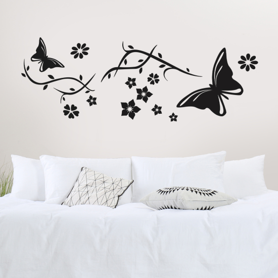 Sticker Mural - Fleurs Papillons