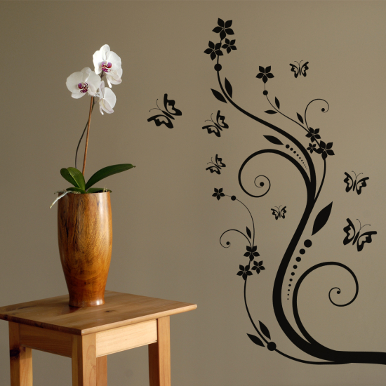 Sticker Mural - Fleurs Papillons