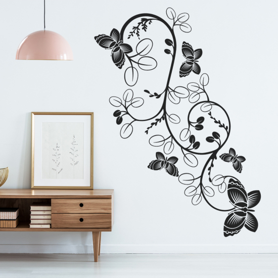 Sticker Mural - Fleurs Papillons