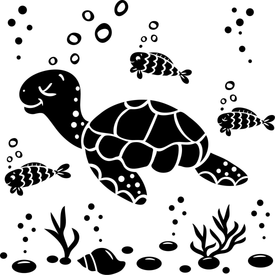 Sticker Mural - Kit marin Tortue