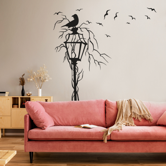 Sticker Mural - Lampadaire Oiseaux