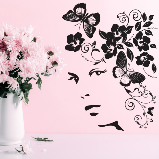 Sticker Mural - Visage Papillons