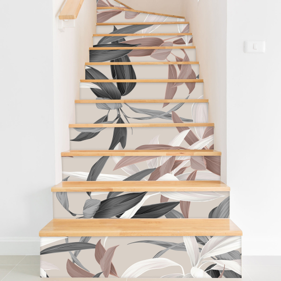 Stickers contremarches escalier - Feuilles tropicales