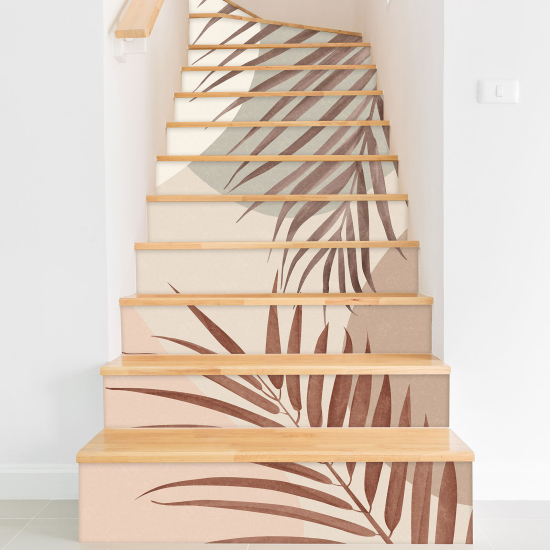 Stickers contremarches escalier - Feuilles tropicales