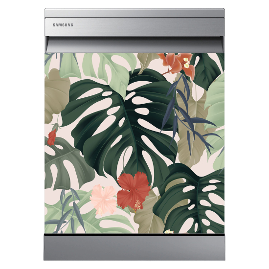 Stickers Lave vaisselle - Feuilles tropicales