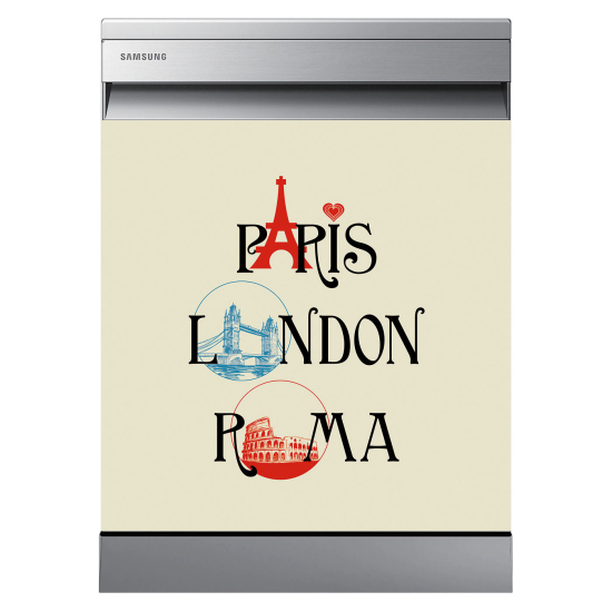 Stickers Lave vaisselle - Paris London Roma