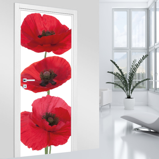 Stickers pour porte - Coquelicots