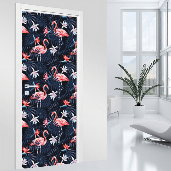 Stickers pour porte - Flamants roses