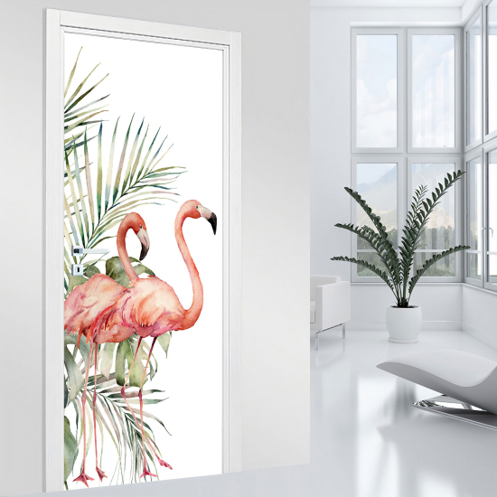 Stickers pour porte - Flamants roses