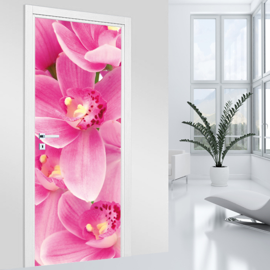 Stickers pour porte - Fleurs Roses