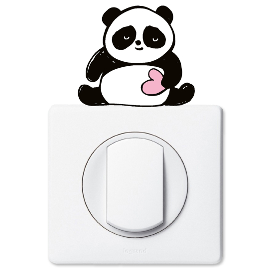 Stickers prises et interrupteurs - Panda cœur