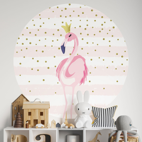 Stickers rond / cercle Enfants - Flamant rose