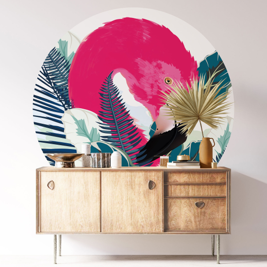 Stickers rond / cercle - Flamant rose