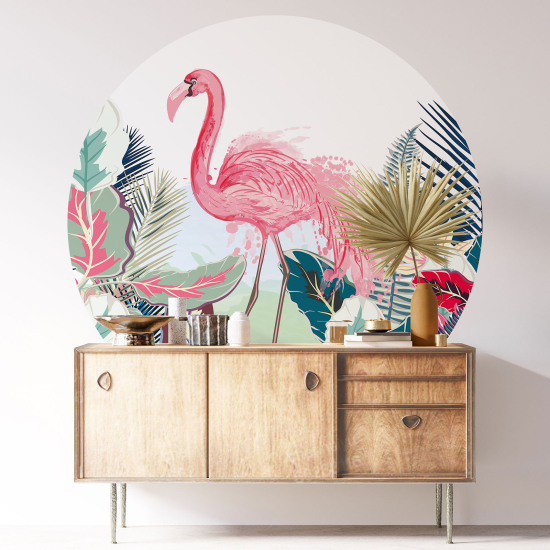 Stickers rond / cercle - Flamant rose