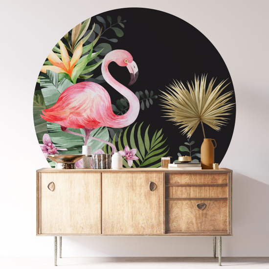 Stickers rond / cercle - Flamant rose