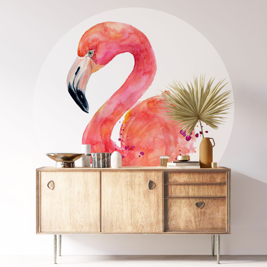 Stickers rond / cercle - Flamant rose