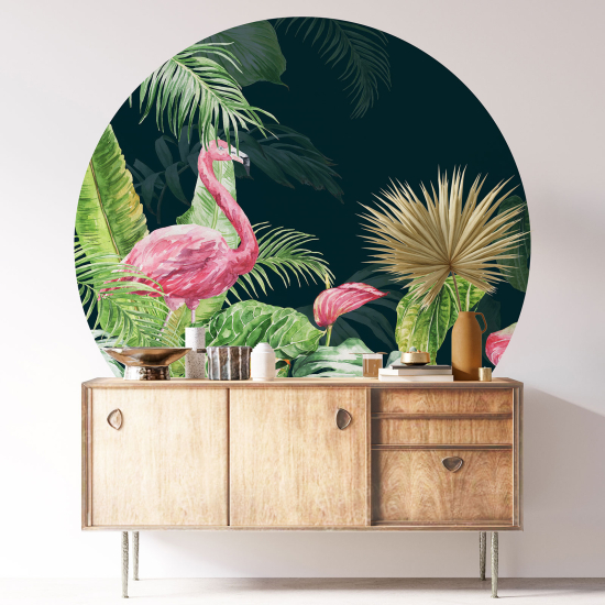 Stickers rond / cercle - Flamant rose