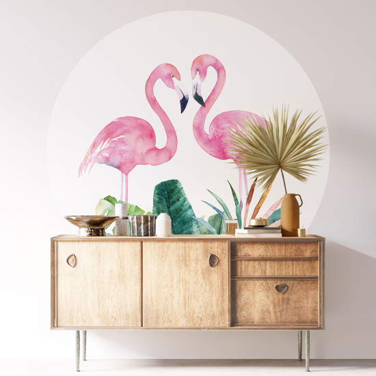 Stickers rond / cercle - Flamants Roses