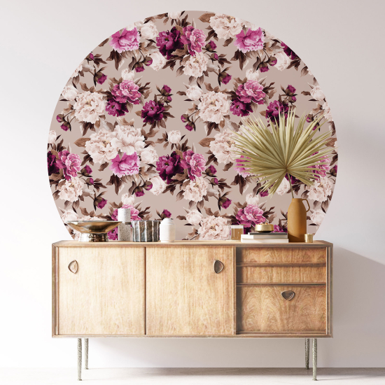 Stickers rond / cercle - Motif floral