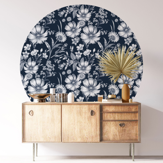 Stickers rond / cercle - Motif floral