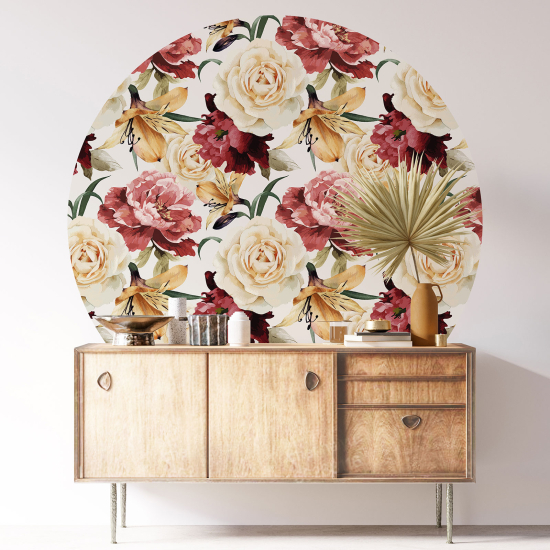 Stickers rond / cercle - Motif floral