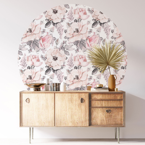 Stickers rond / cercle - Motif floral