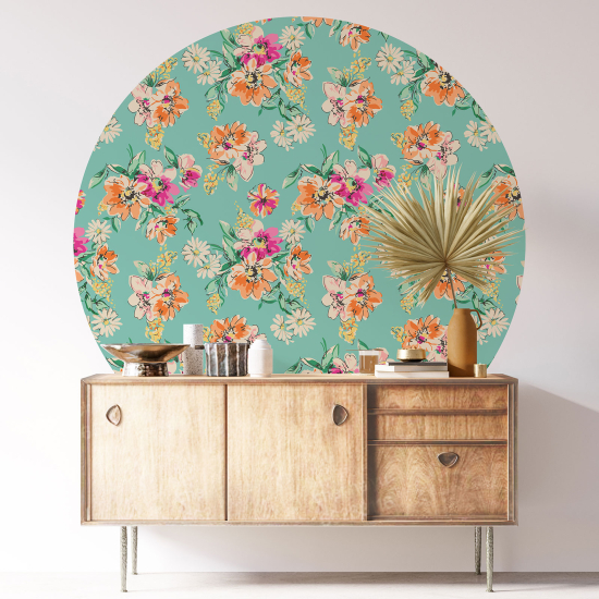 Stickers rond / cercle - Motif floral