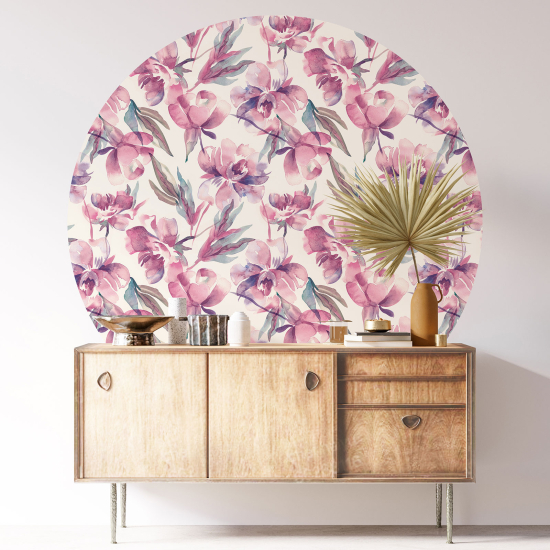 Stickers rond / cercle - Motif floral